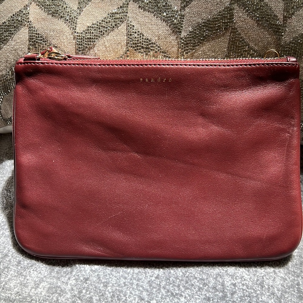 Sandro butter soft leather clutch/crossbody dual bag